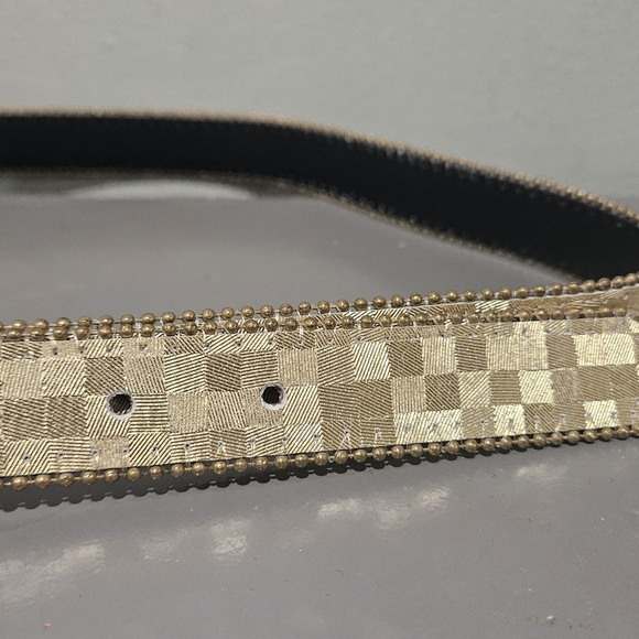 ELITE Fresno Vintage Gold metallic checkered belt. Size L - Picture 4 of 9